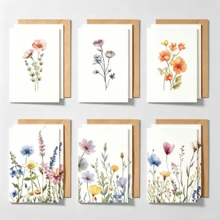 Greeting Cards And Envelopes 24 Pack Blank Greet Cards, Beautiful Blank Note Card, Perfect Stationary Set For All Occasions, 6 Assorted Floral Designs, 4" X 6" - Sets - View 2