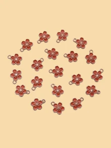 20pcs Fashion 3D Zinc Alloy Random Color Oil-Drip Fresh Cherry Blossom Pendant Small Flower Necklace Bracelet Earring Charm DIY Jewelry Accessories - Cherry Blossoms - View 9