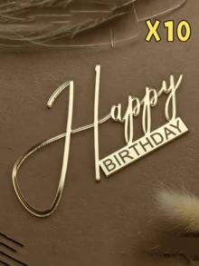 1件/3件/5件/10件「Happy Birthday」蛋糕插牌，現代字母圖案蛋糕頂部裝飾，適用於生日派對、屋簷與「Happy Birthday」蛋糕禮物塔，用於生日派對裝飾、蛋糕裝飾、蛋糕插牌、烘焙用品、廚房家具、烘焙裝飾、烘焙用品、蛋糕用品、節日禮物、節日禮物、裝飾 - Style C - 查看 10