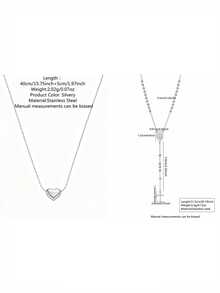 VceTd2PCS Fashion Style Stainless Steel Women's Necklace Set With Mini Heart Pendant And Round Disc Y-Shaped Necklace, Suitable For Women To Wear During Festivals - LM031/YW001XL - View 11
