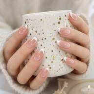 10Pcs Medium Oval Press-On Nails, Nude Pink Cat Eye Base With White Classic French Tips, Minimalist Elegant Reusable False Nail Kit For Office Daily, Dating & Wedding