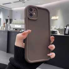 1件 [純 Android 機型] 棕色純色極簡簡約無圖案個性材質 Ins 溫柔風時尚歐美男款女款情侶美觀，啞光黑鏡框階梯設計全包防摔軟殼，[國際版非本地版] 適用於 Android/GALAXY/A/S/FE/PLUS/ULTRA/PRO/NOTE/POCO/X/Transsion/HOT/PLAY/SPARK/POP/SMART/RENO/Honor/E/G/手機殼 - 彩色 - 查看 4