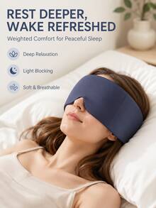 1pc Weighted Sleep Mask, Soft Breathable Pink Light Blocking Eye Cover With 72cm Adjustable Wrap, Dual-Sided Comfortable Blindfold For Night Sleep, Travel, Naps & Shift Work, Unisex Sleep Accessory For Men & Women - Gray-1pc - View 9