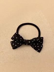 2pcs/1pc Black & White Splatter Hair Scrunchies - French Bow Hair Ties For Women, Vintage Bun Updo Hair Accessories, Elegant Half-Up High Ponytail Hair Ties, Hair Accessories For Daily Bun And Half-Up Hairstyles - Multicolor - View 7