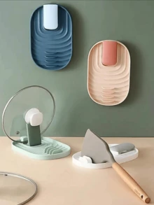 1pc Foldable Kitchen Lid Rack, Multiple Colors Available, Simple And Convenient Hanging Lid Storage Rack - View 4