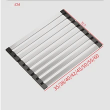 Rejilla de drenaje de fregadero de acero inoxidable 304, estante de almacenamiento de platos de fregadero, estante para cuencos, cesta de drenaje plegable y extensible, estante de almacenamiento de cocina ahorrador de espacio, alfombrilla resistente al calor, - Multicolor - Ver 10