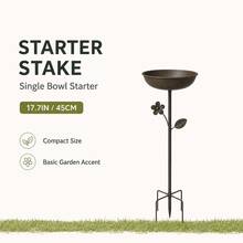 Allvendra Double-Tier Bird Bath And Bird Feeder Garden Stake, Outdoor Metal Bird Water Bowl And Seed Tray With Decorative Flower Butterfly Design For Yard, Patio, Lawn And Garden Decor - Outdoor Metal Bird Bath and Seed Tray Set - View 5