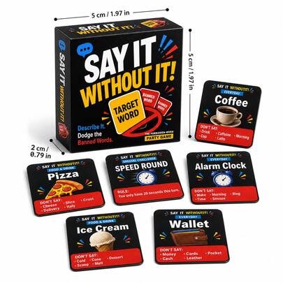 Mini "Say It, Don't Use It!" 50-Card Taboo Guessing Party Game, Fast-Paced Card Game For Halloween, Christmas, Family, Friends Gatherings, Game Night, Party, Travel And Camping