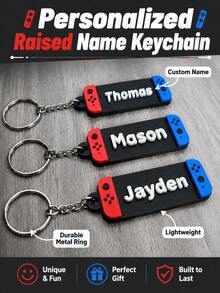 1pc Personalized 3D Printed Name Keychain, Custom Text PLA Key Ring, Stylish Font Design, Colorful Letter Tag, Durable Lightweight Bag Charm - Game - View 1
