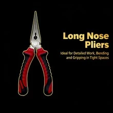 6 Inch Red & Black 3 PiecesPliers Set | Needle Nose Pliers + Diagonal Pliers + Wire Cutter Multi-Purpose Industrial Grade Pliers | Non-Slip Handle, Hardened Pliers, Wire Cutter, Suitable For Automotive Repair, Electrical Work And Home Use. - 6-inch Pliers 3-piece Set - View 7