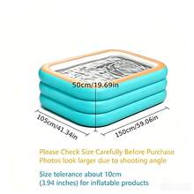 1pc Giant Thickened Durable PVC Inflatable Swimming Pool, 3 Or 4 Layers Optional, Extra Large Foldable Portable Simple Water Play Pool, Suitable For Summer Home Garden, Water Park, Backyard, Outdoor Leisure Use, Blue And Orange - Inflatable Swimming Pool - View 12