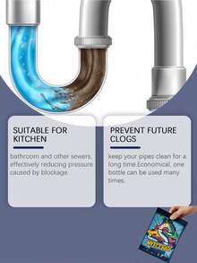 Pipe Unclogging Powder, Drain Unclogging Powder, Pipe Unclogging Agent, Drain Unclogging Agent, Pipe Cleaning Powder, Can Dissolve Hair, Soap Scum And Grease Clogging Kitchen Sink And Bathroom Drain Pipes, Wait 15-30 Minutes After Use For Effect. - Powdery - View 8