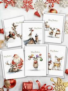 2/12 WhimsyWorks Fun Christmas Cards And Envelopes - Multiple Holiday Designs, Suitable For Family, Friends And Colleagues - Blank Inside, Can Be Filled With Personal Information - Perfect Choice For New Year, Congratulations And Thank You Occasions (1 Random Style) - Greeting Card Style Random - View 3
