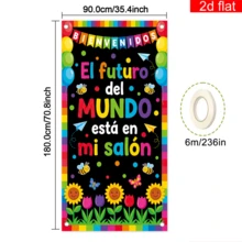 1pc Spanish Back To School Classroom Decoration Banner, Back To Campus Decoration, Polyester Fabric, Suitable For Back To School Day, First Day Of School, Indoor/Outdoor, Campus, Office, Classroom Decoration - A - View 3