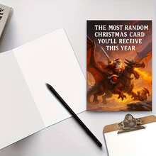 1 Perfect Gift – The Most Fantastical Christmas Card, Featuring Santa Claus Riding A Fire Dragon, An Excellent Choice For Fun Holiday Greetings To Friends, Family, And Fantasy Enthusiasts - Sets - View 7