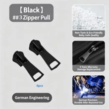 EDCUEBE7 6pcs Zipper Pulls (Size 3, 5, 8) Zinc Alloy Ready-To-Use Universal Sewing Zipper Repair Kit With Buckle And Hook, Durable Metal Zipper Replacement Set For Jackets, Bags And Clothing - Multi-color (6-pack) - View 14