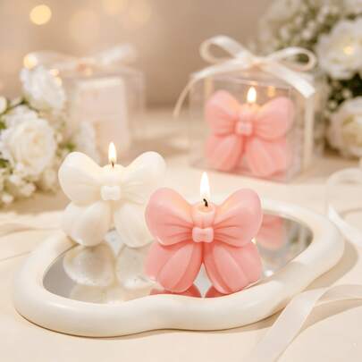 6pcs/4pcs/1pc Butterfly Shaped Scented Candles, Christmas Gift, Butterfly Scented Soy Wax Candles, For Christmas, Valentine's Day Home Decor, Cute Floral Scented Candle Gift, Wedding Guest Favors, Birthday Party Decoration, Bow, Rose Soy Wax Candles, Suitable For Wedding, Bridal Shower, Baby Shower And Party Favors, Suitable For Birthday, Valentine's Day, Mother's Day, Housewarming, Souvenirs, Bedroom Bedside Relaxation, Bathroom Spa, Living Room Tabletop Decor, Candlelight Dinner Atmosphere