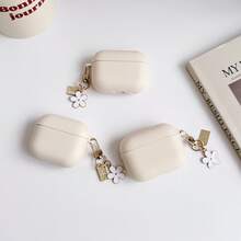 Minimalist Beige Textured Soft Shell Earphone Protective Case, Compatible With AirPods Pro 3rd Generation Earphone Protective Case For AirPods Pro 2 Apple Wireless Bluetooth Earphone Protective Shell - Off-white - View 3