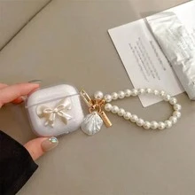3D 乳白色蝴蝶結亮面軟殼保護套，適用於 Apple Pro 3/4/3rd Gen 無線耳機，女友禮物 - 無色 - 查看 9