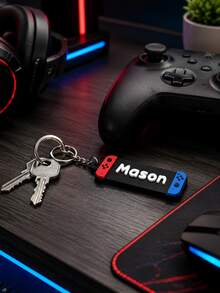 1pc Personalized 3D Printed Name Keychain, Custom Text PLA Key Ring, Stylish Font Design, Colorful Letter Tag, Durable Lightweight Bag Charm - Game - View 3