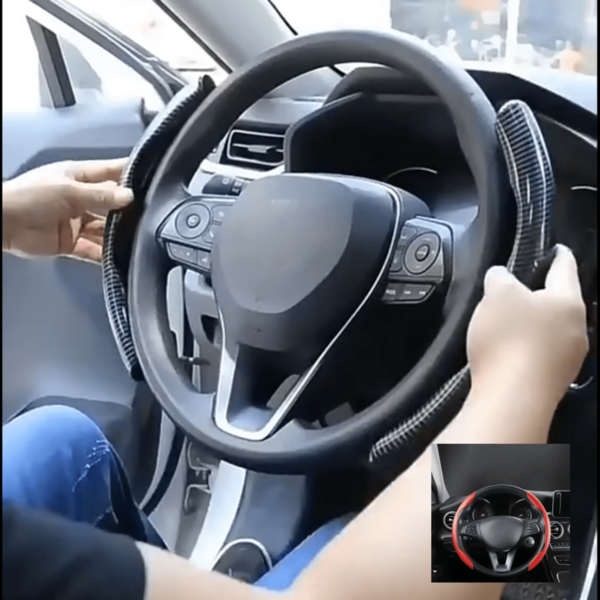 2pcs/Set Sarung Setir Mobil Universal untuk Semua Musim, Sarung Setir Ultra Tipis Anti Selip Berbahan Serat Karbon untuk Olahraga, Dilengkapi Tempat Kartu Dekoratif Tahan Aus dengan Ukiran Laser, Sarung Gagang Setir Mobil, Cocok untuk Setir Mobil dan Perahu (Sarung Universal)