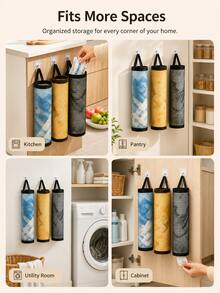 1pc Plastic Bag Storage Rack, Suitable For Kitchen, Behind Door Storage, Kitchen Organization, Kitchen Essentials, Kitchen Accessories, Bathroom Accessories, Home Kitchen Tools, Kitchen Decor - View 7