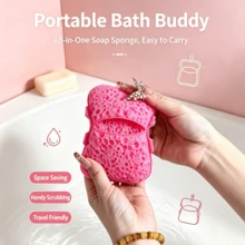 Soap Pocket Exfoliating Bath Sponge, Loofah Texture Mesh Body Scrubber, Soap Liquid Injectable Bath Sponge, Rich Lather, Gentle Deep Exfoliation, Unisex Bathing Supplies, Suitable For Adults, Men, Women And Teenagers, Light Color - Multicolor - View 7
