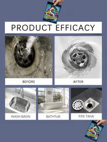 Pipe Unclogging Powder, Drain Unclogging Powder, Pipe Unclogging Agent, Drain Unclogging Agent, Pipe Cleaning Powder, Can Dissolve Hair, Soap Scum And Grease Clogging Kitchen Sink And Bathroom Drain Pipes, Wait 15-30 Minutes After Use For Effect. - Powdery - View 5