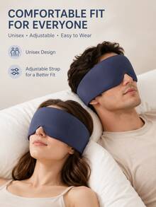 1pc Weighted Sleep Mask, Soft Breathable Pink Light Blocking Eye Cover With 72cm Adjustable Wrap, Dual-Sided Comfortable Blindfold For Night Sleep, Travel, Naps & Shift Work, Unisex Sleep Accessory For Men & Women - Gray-1pc - View 5