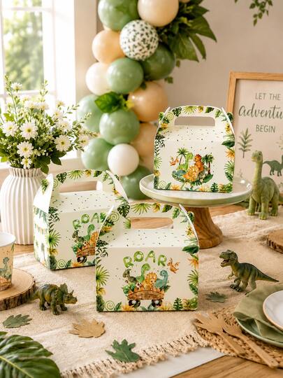 6/12/24pcs Dinosaur Candy Boxes, Dinosaur Party Favor Boxes, Cute Cartoon Dino Gift Packaging, Kids Birthday Party Supplies, Jungle Theme Party Decorations, Goodie Bags, Baby Shower Favor Boxes