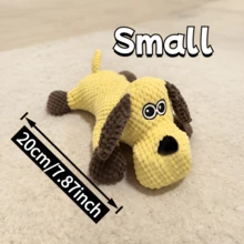 Small Yellow Dog Plush Squeaky Doll, Pet Squeaky Doll, Dog Chew Doll, Durable With Sound Effect, Cleans Teeth, Interactive Game, Warm Companion, Pet Shaped Corn Corduroy Corduroy, Cute Home Decor Plush Doll, Pet Gift, Birthday Gift, Holiday Gift, Pet Supplies And Dog Products And Dog Toys And Plush Toys. - Yellow - View 8