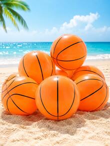 3pcs (9 Inch) Inflatable Basketball Beach Ball, PVC Water Pool Accessory Suitable For Pool Beach Party, Basketball Party Gift, Theme Party, Birthday Party, Summer Beach, Summer Pool Party, Outdoor Family Interaction, Essential For Summer Vacation - Multicolor - View 10