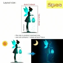 1pc Blue Lantern Fairy Silhouette Glow-In-The-Dark Decorative Sticker, Dreamy Light Point Wall Decal, Self-Adhesive Removable Creative Sticker, Suitable For Home Decor, Glass Decoration, Switch Decoration, Etc. - Blue Lantern Elf - View 11