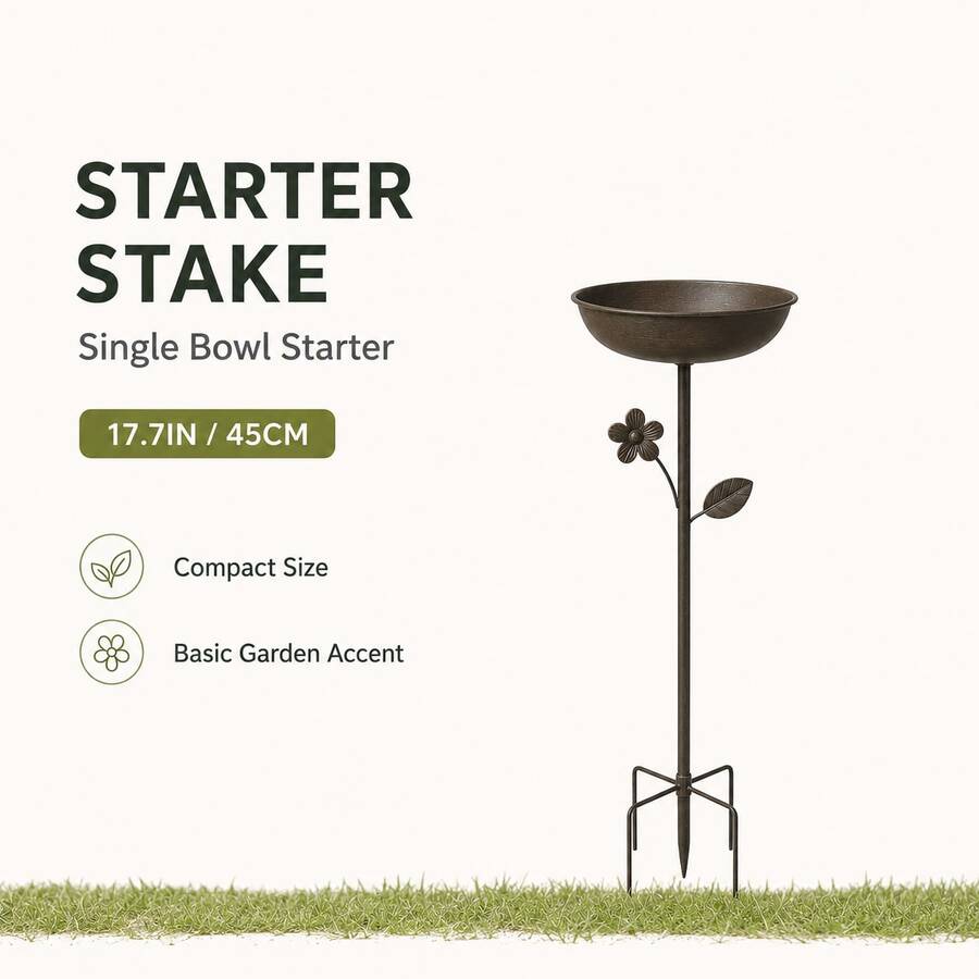 Allvendra Double-Tier Bird Bath And Bird Feeder Garden Stake, Outdoor Metal Bird Water Bowl And Seed Tray With Decorative Flower Butterfly Design For Yard, Patio, Lawn And Garden Decor - Outdoor Metal Bird Bath and Seed Tray Set - View 1