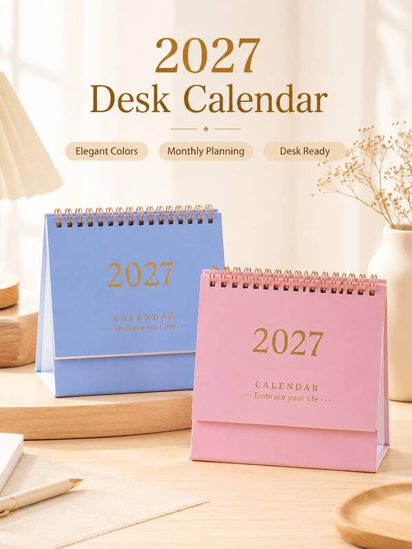 1PC 2027 Minimalist Desk Monthly Calendar Planner, Daily Memo Schedule Tracker, Office School Desktop Stationery Decor