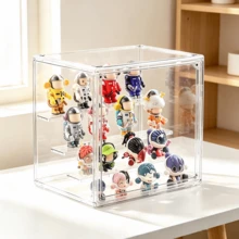 透明壓克力盲盒收納盒 防塵公仔展示櫃 可拆卸隔板 可堆疊玩具收納盒 適用迷你娃娃、動作公仔、桌面收藏品展示架 - 多款式 - 查看 1