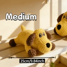 Small Yellow Dog Plush Squeaky Doll, Pet Squeaky Doll, Dog Chew Doll, Durable With Sound Effect, Cleans Teeth, Interactive Game, Warm Companion, Pet Shaped Corn Corduroy Corduroy, Cute Home Decor Plush Doll, Pet Gift, Birthday Gift, Holiday Gift, Pet Supplies And Dog Products And Dog Toys And Plush Toys. - Yellow - View 10