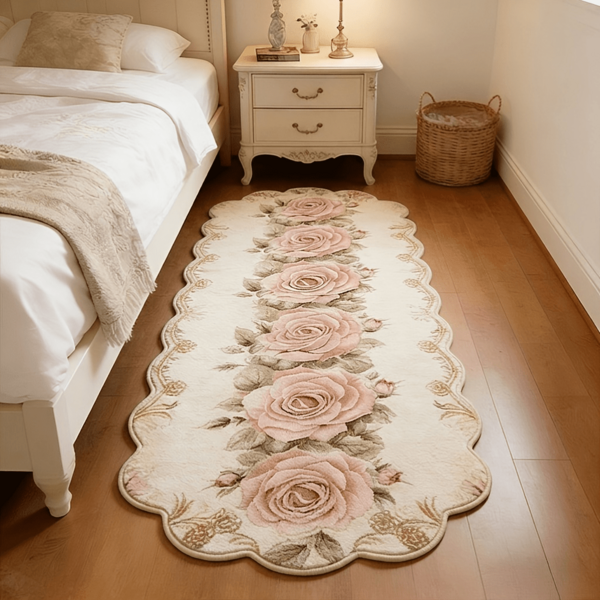 1pc French Luxury Rose Pattern Carpet, Soft And Comfortable Bedroom Rug, Washable Carpet, Suitable For Front Door, Entrance, Hallway, Kitchen, Bedroom, Dorm, Dining Room, Skin-Friendly Carpet, Living Room Rug, Sofa Seating Carpet, Area Rug, Creative Versatile Home Decor Carpet, Large Living Room Carpet, Bedroom Carpet, Dressing Room Carpet, Room Decoration Items, Gift For Family And Friends
