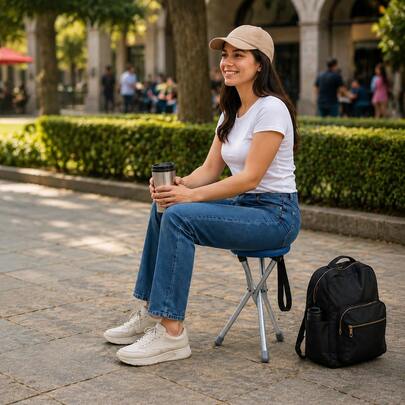Baston Plegable Con Asiento Acero Inoxidable, Silla Portatil
