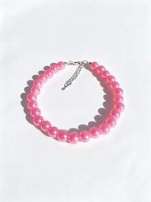 Cat Pearl Necklace Fashion 10mm Deep Pink Pearl Collar Pet Neck Collar Dog Classic Accessory - Hot Pink - View 7