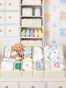 3/6/9pcs Foldable Fabric Storage Boxes, Baby Clothes Organizer Divider Bins, Wardrobe Drawer Dividers, Suitable For Baby Room/Socks/Daily Storage - Multicolor - View 8