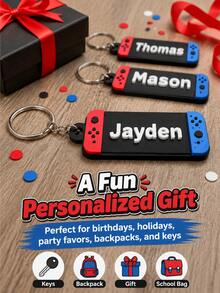 1pc Personalized 3D Printed Name Keychain, Custom Text PLA Key Ring, Stylish Font Design, Colorful Letter Tag, Durable Lightweight Bag Charm - Game - View 2