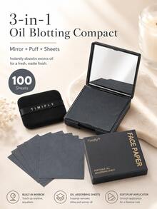 OBOVAY 100片便攜式吸油面紙，專為油性肌膚設計，3合1功能，包含鏡子、粉撲與吸油面紙，薰衣草、梔子花、綠茶、竹炭天然柔軟面紙，香氛吸油面紙，男女通用，旅行必備，方便攜帶。吸油面紙，美容，護膚，SPA，自我護理，護膚工具，面部護理，美容師用品，皮膚，洗面乳，面部護理 - 彩色 - 查看 2