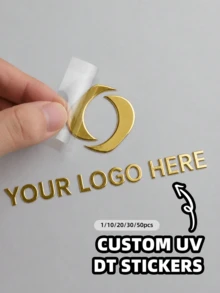 1/10/20/30/50pcs Personalized UV Transfer Stickers Customizable DIY Photo Logo Labels Waterproof Oil-Resistant Custom Vinyl Stickers Business Branding - Multicolor - View 1