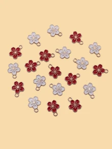 20pcs Fashion 3D Zinc Alloy Random Color Oil-Drip Fresh Cherry Blossom Pendant Small Flower Necklace Bracelet Earring Charm DIY Jewelry Accessories - Cherry Blossoms - View 16