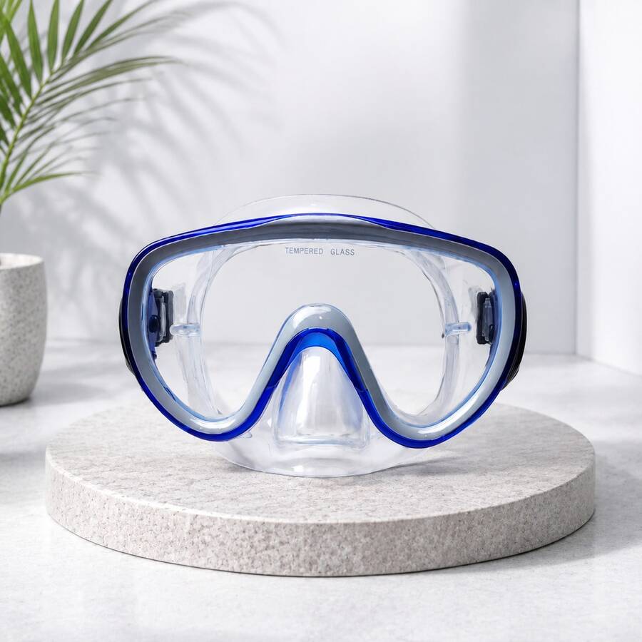 1 buah Masker Snorkeling Dewasa, Lensa Kaca Tempered, Masker Selam Pandangan Luas, Tali yang Dapat Diatur, Unisex, Cocok untuk Berenang, Snorkeling, Liburan Pantai, dan Latihan Bawah Air - Biru - View 1