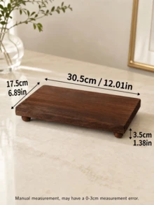 1pc Wooden Perfume Tray, Decorative Tray, High-Leg Wooden Storage Rack, Wooden Tray-Style Storage Rack - Multi-Functional Display Stand, Suitable For Storing Cosmetics, Rings, Perfume, Jewelry, Vanity, Bedroom, Multi-Functional Storage Space - Coffee Brown - View 3