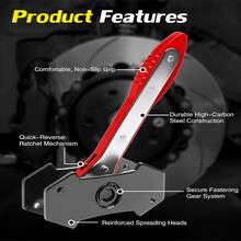 Brake Caliper Compression Tool With Work Gloves, 360° Ratcheting Caliper Piston Compressor, Brake Caliper Press Tool With Steel Plates And Hooks For Cars, SUVs And Light Trucks - A - View 6
