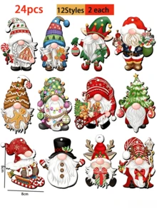 36pcs/24pcs/12pcs Creative Wooden Santa Claus Decorative Hanging Ornaments, Christmas Tree Decoration Wooden Sign Set, Perfect For Christmas Decoration - A - View 13
