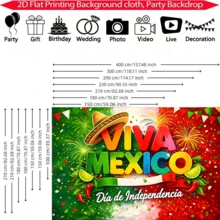 1 pieza Pancarta del Día de la Independencia de México, Decoración de Festividades Mexicanas, Tela de Poliéster, Adecuado para el Día de la Independencia de México, Decoración de Festividades Mexicanas, Fondo de Fotografía, Interior/Exterior, Patio, Pasillo, Decoración de Habitación HMUL - A - Ver 3